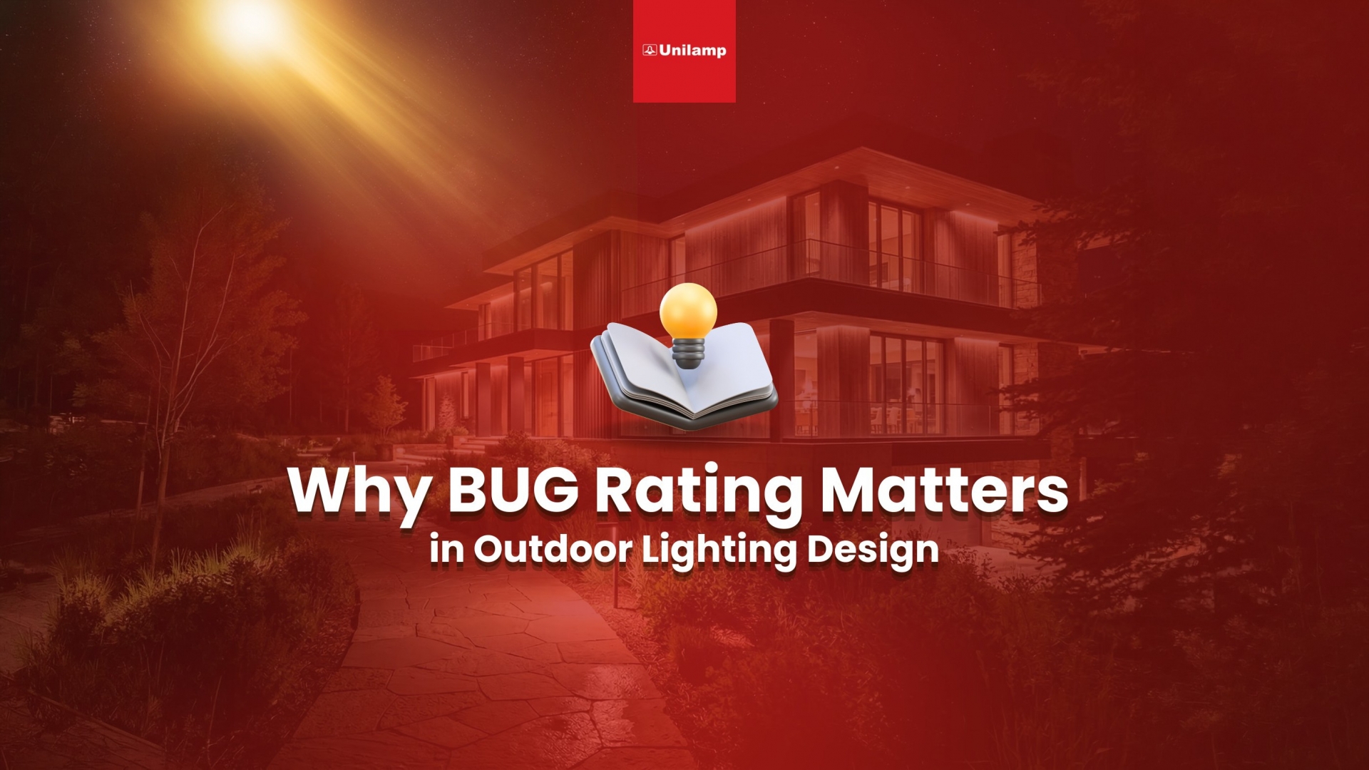 BUG rating outdoor lighting design concept with modern house at night