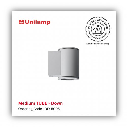 Unilamp Medium Tube Down light OD-5005 DarkSky Approved wall luminaire