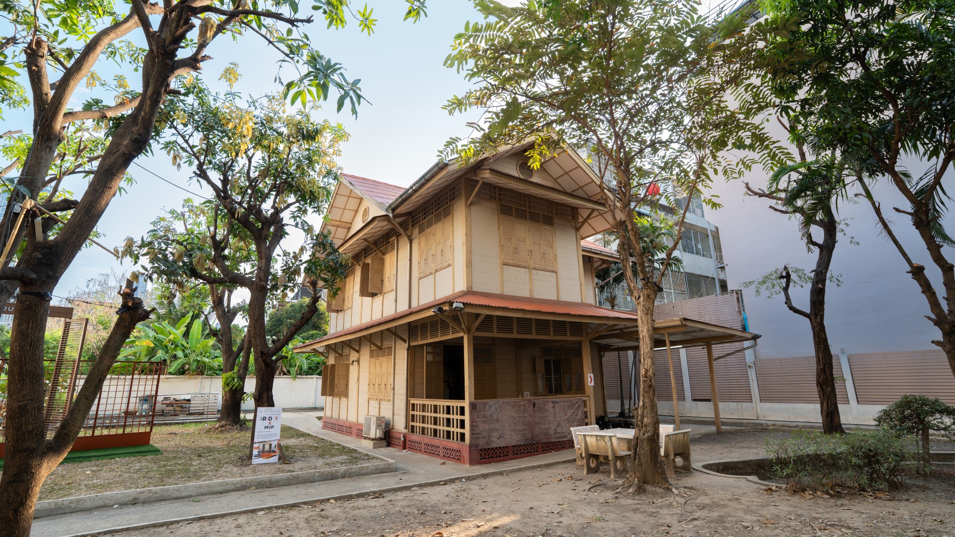 Historic wooden house used as the main exhibition site for Echoes of Memory at Bangkok Design Week 2026.