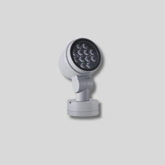 Medium ALPHA Round LED spotlight designed for outdoor architectural illumination.