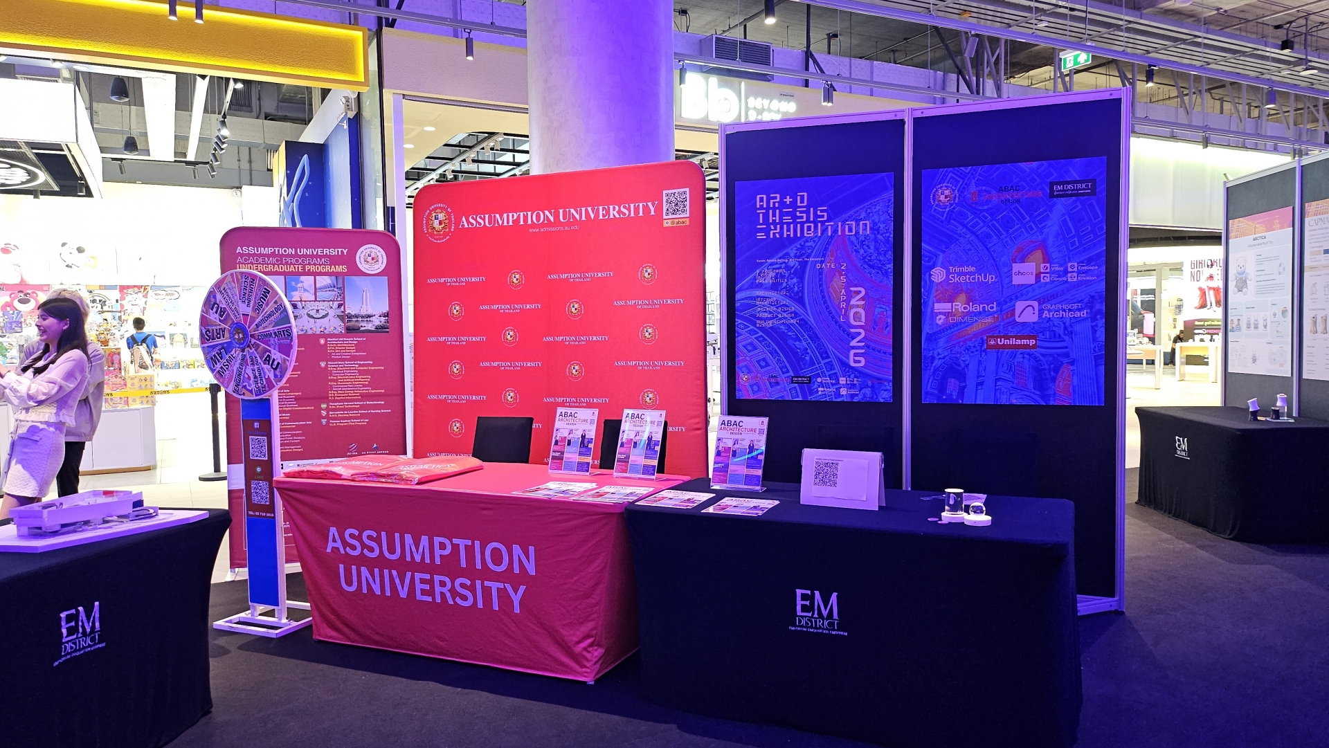 Assumption University AR+D Thesis Exhibition booth at EM District Bangkok