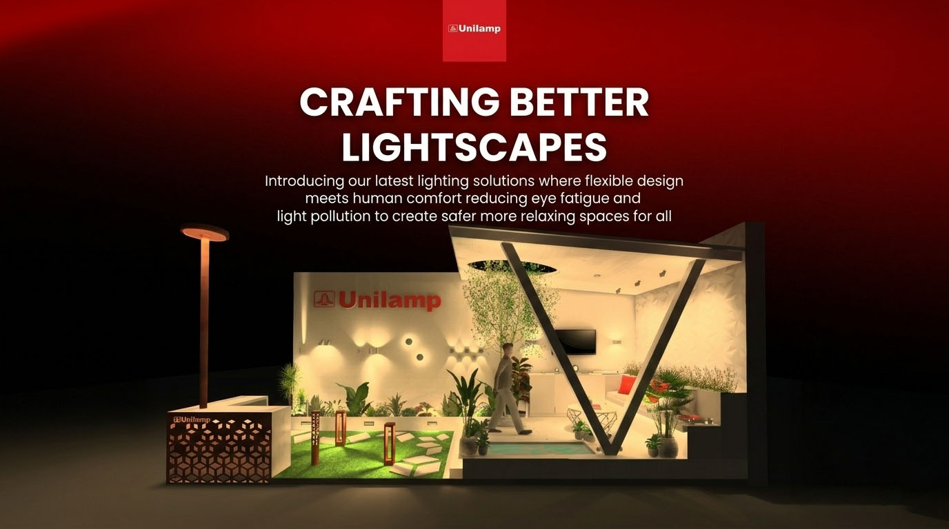 Unilamp modern lighting booth design at Architect Expo 2026