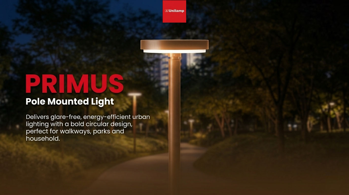 Primus pole mounted outdoor light for parks and walkways