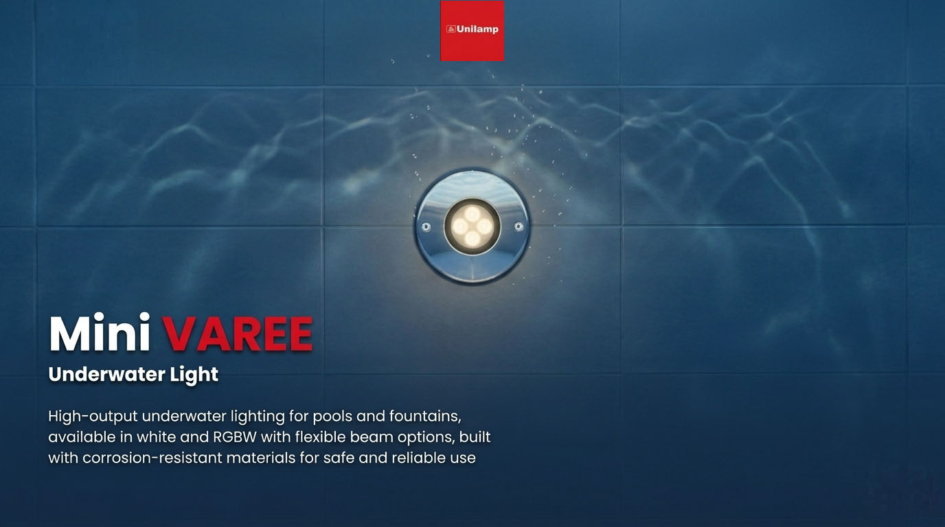 Mini Varee underwater LED light for pools and fountains