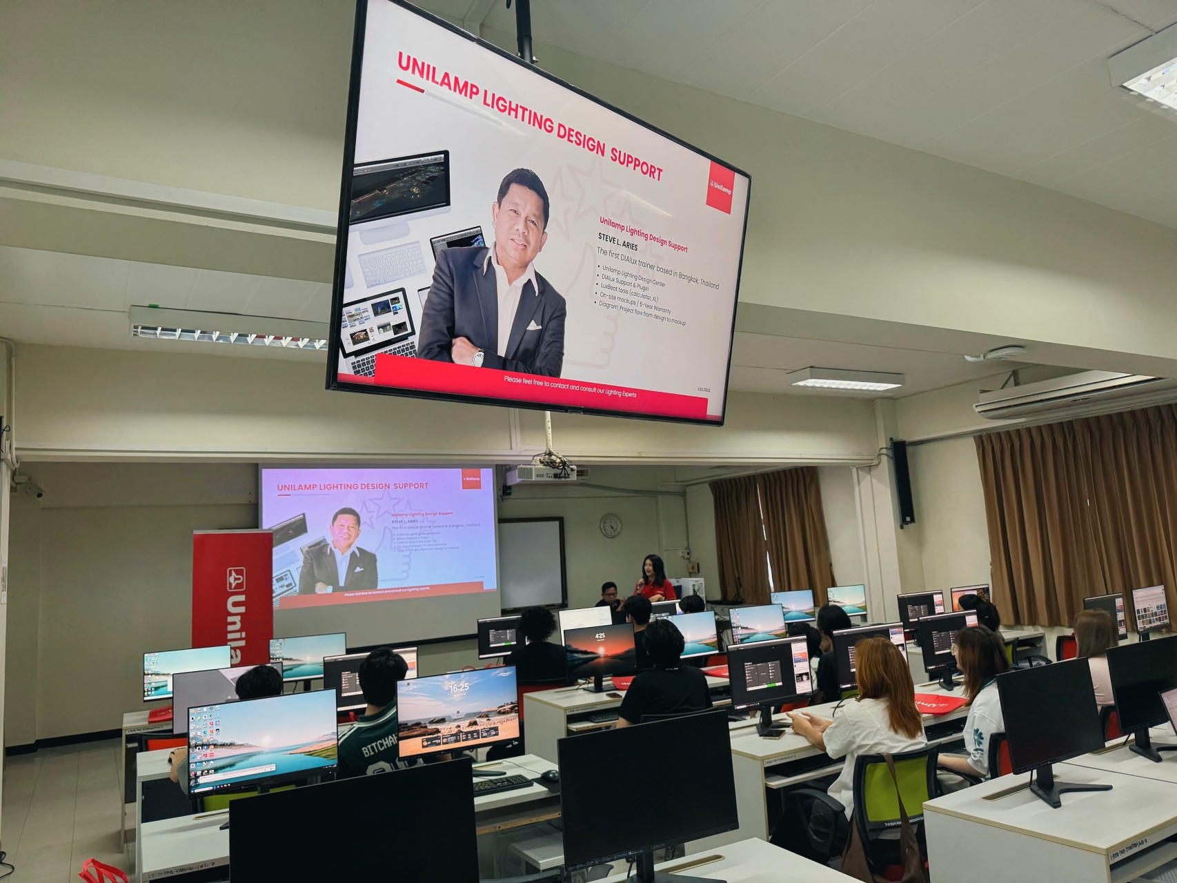 Unilamp lighting design presentation using DIALux EVO software at Kasetsart University