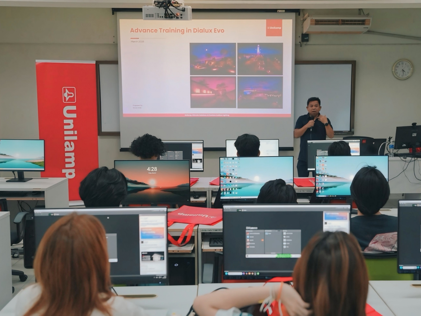 Unilamp DIALux EVO lighting design training session for architecture students