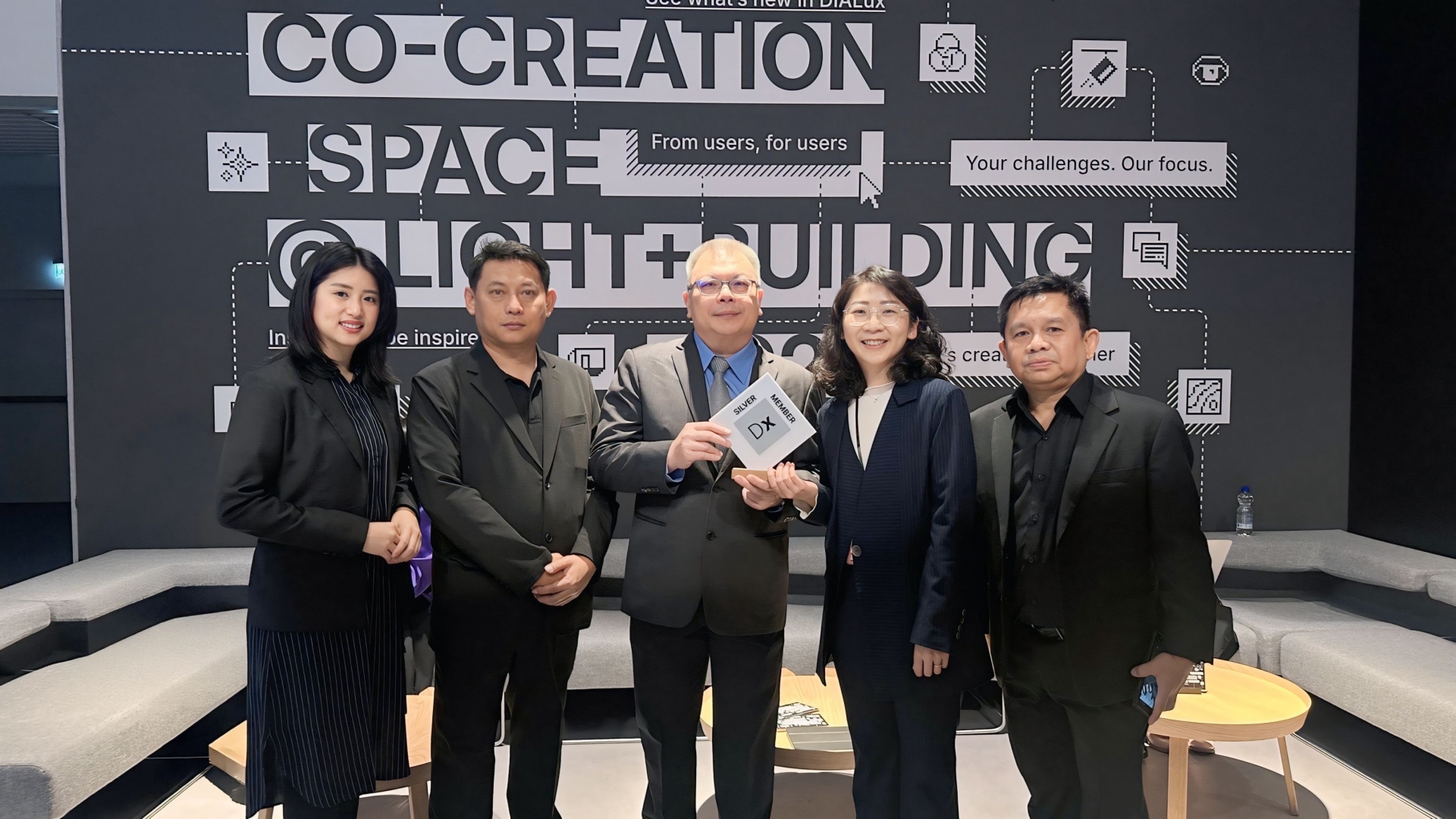 Unilamp team visiting DIALux booth at Light + Building 2026