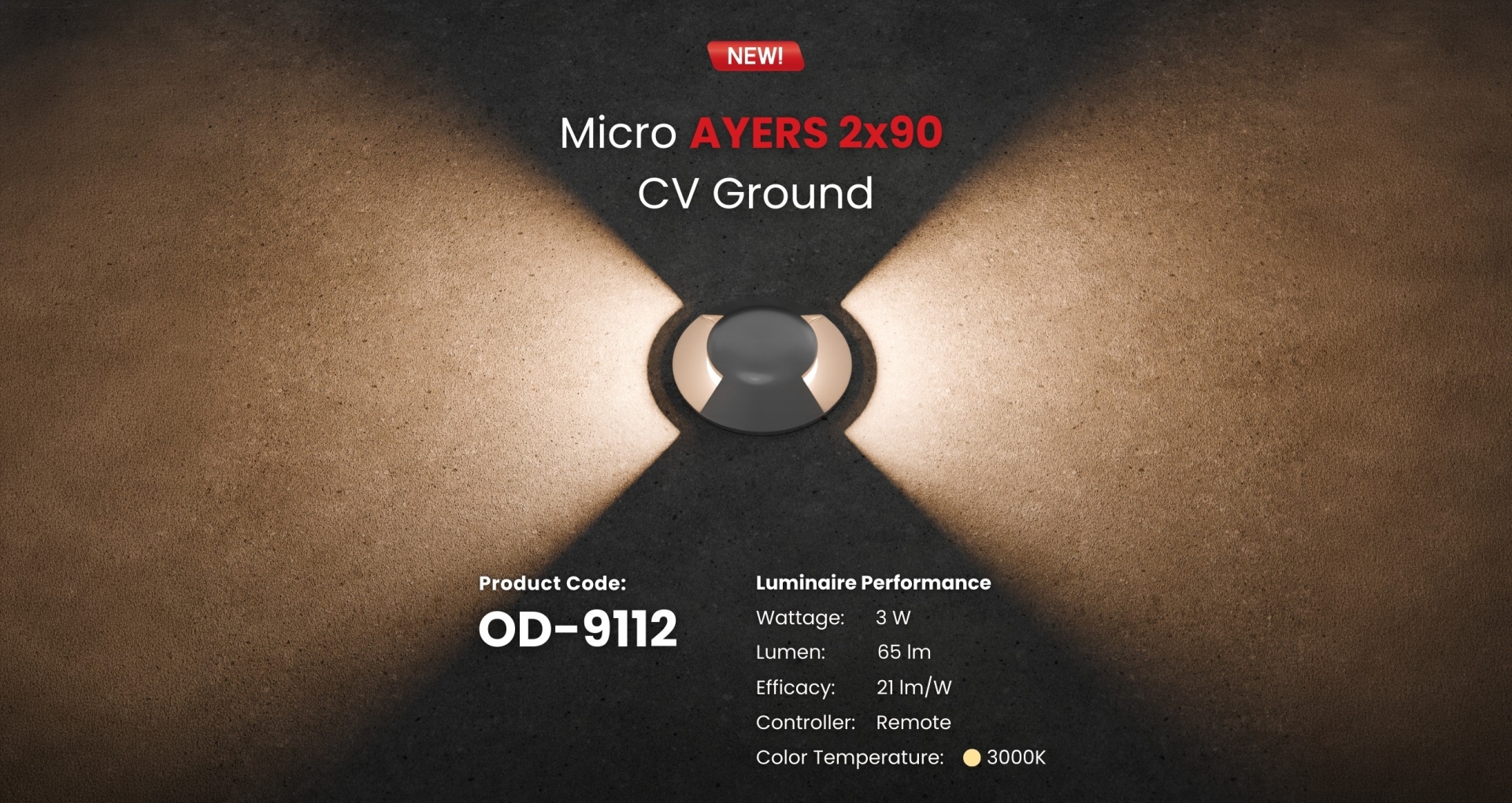 Micro AYERS 2x90 outdoor inground light OD-9112 bi-directional beam