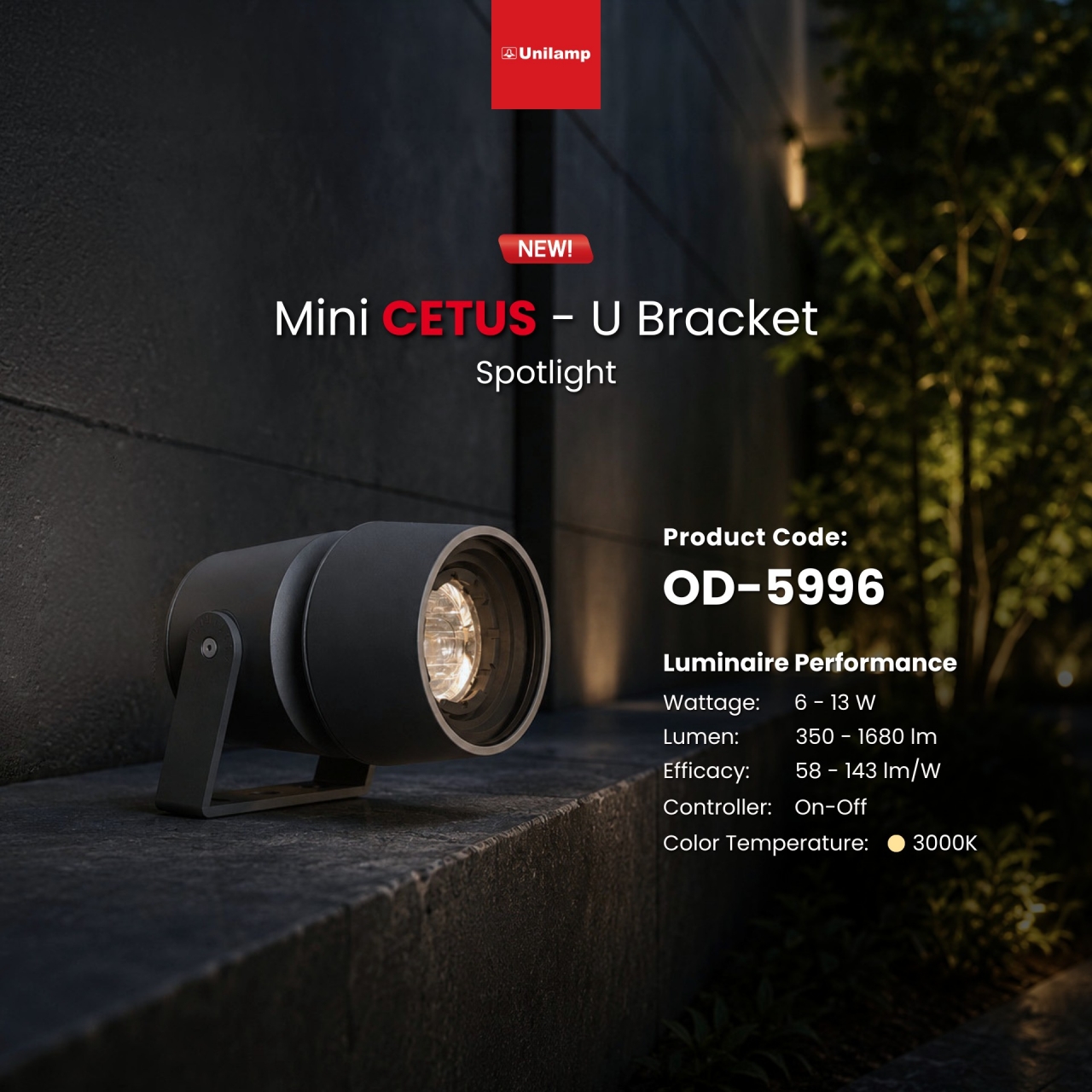 Mini CETUS OD-5996 U bracket outdoor architectural spotlight