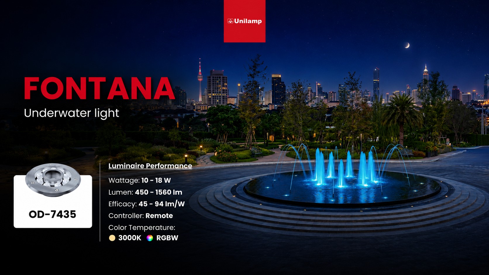 FONTANA RGBW underwater fountain lighting system