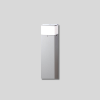 Modern square top bollard light fixture in grey finish