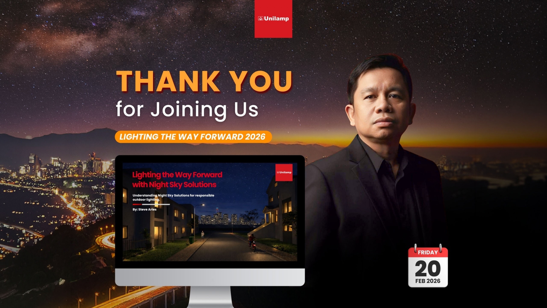 Unilamp Lighting the Way Forward 2026 webinar with Night Sky Solutions on responsible outdoor lighting and Dark Sky design.